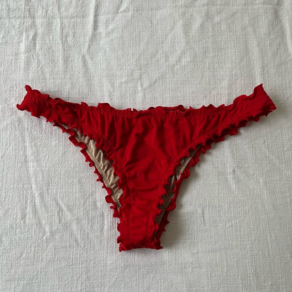 Shade & Shore Red Ruched Bikini Bottoms